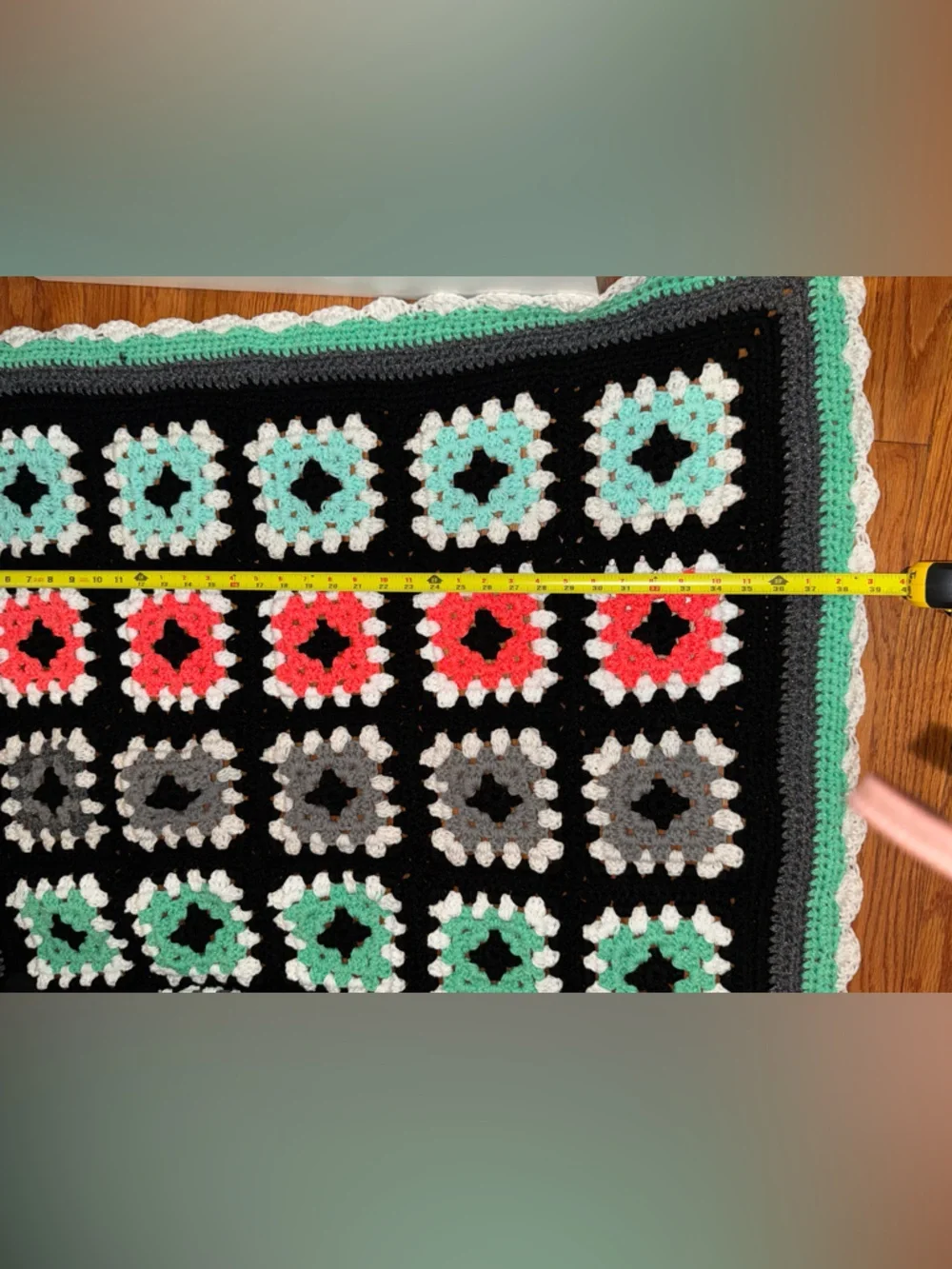 VTG Afghan Crochet Throw Blanket Granny Square Handmade Colorful